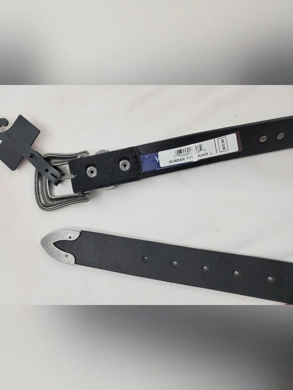 Wrangler Women's Black Leather Western Belt with Silver Hardware